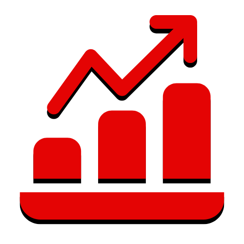 stocks going up red graphic